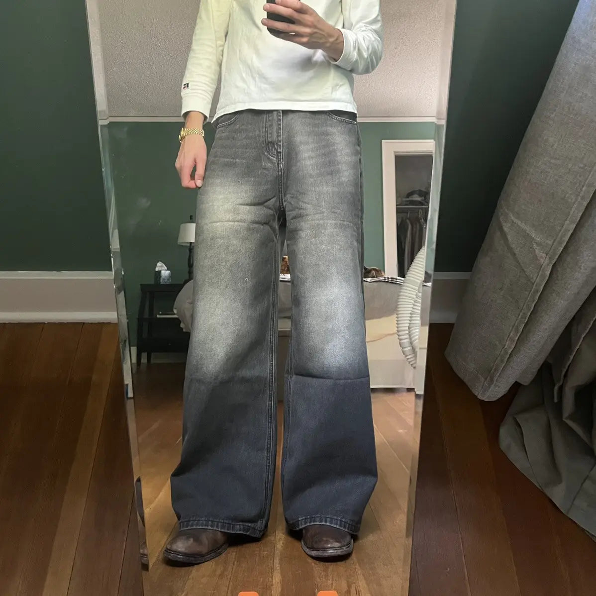 Sailor Black Wide-Leg Denim Pant