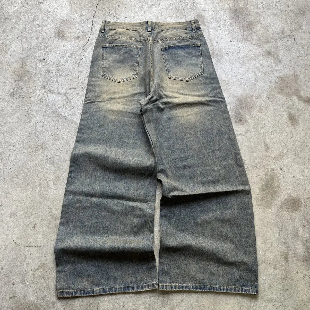 Saharan Sand Faded Wide-Leg Denim Pant